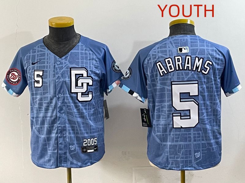 Youth 2025 Washington Nationals #5 Abrams Blue Joint Name Nike MLB Jersey style 6